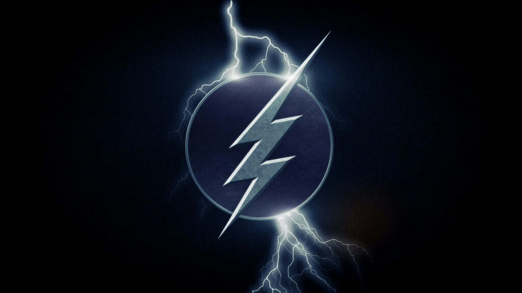 The Flash logo with glowing lightning bolts background symbolizing speed and superhero energy Wallpaper