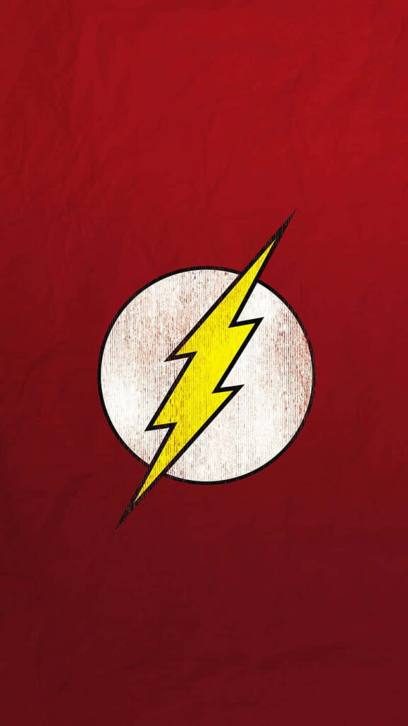 The Flash yellow lightning bolt logo on textured red background superhero speed wallpaper