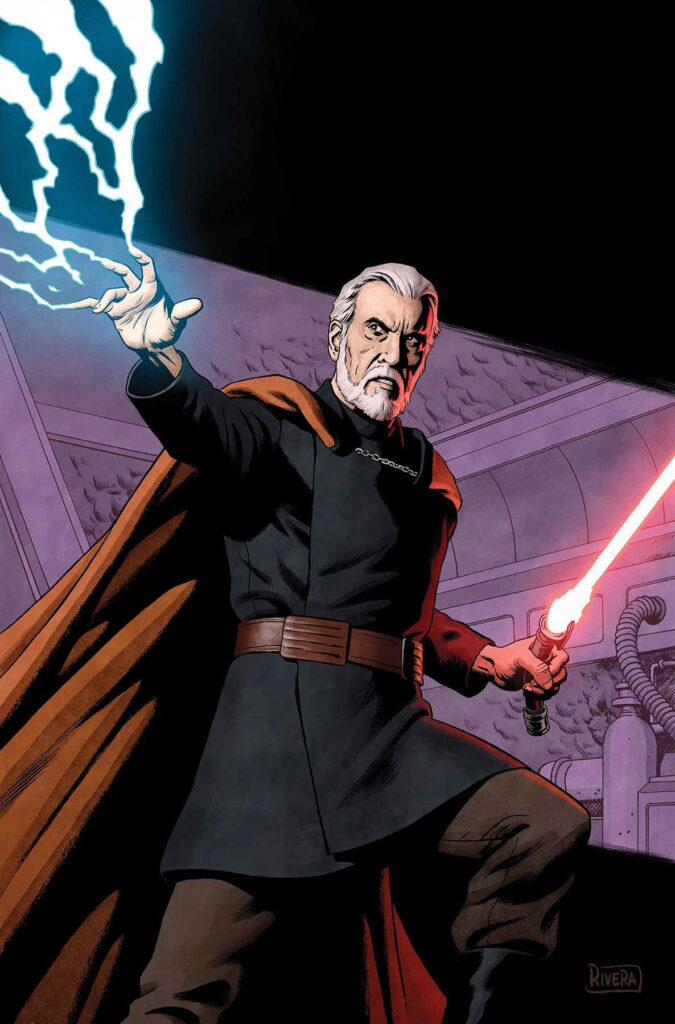 Darth Tyranus' Dominance: A Striking Star Wars Wallpaper showcasing Count Dooku's Unyielding Power