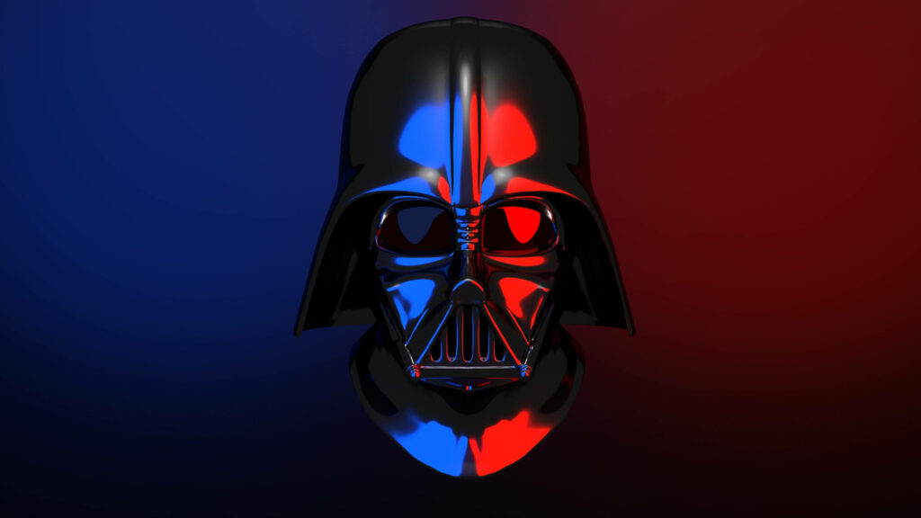 Darth Vader Helmet High-Res Wallpaper in Red and Blue Background