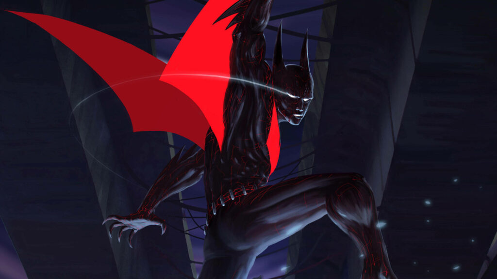 Gotham's Futuristic Defender: Terry McGinnis as Batman Beyond, Striking Fear with Red-winged Batsuit Wallpaper