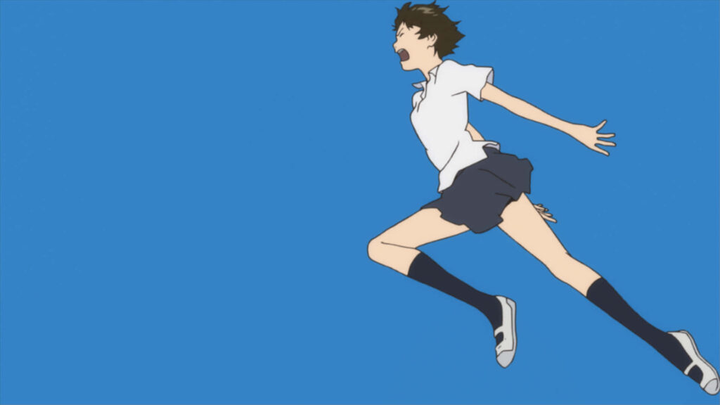 The Girl Who Leapt Through Time dynamic wallpaper showing main character leaping through blue sky