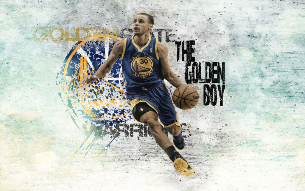 Golden Dribbling: A Creative Stephen Curry Artwork Wallpaper