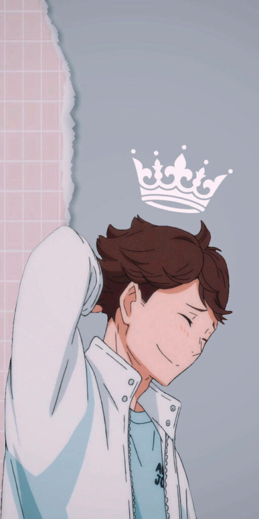 The Great King's Majestic Crown: A Captivating Capture of Toru Oikawa from Haikyuu Wallpaper