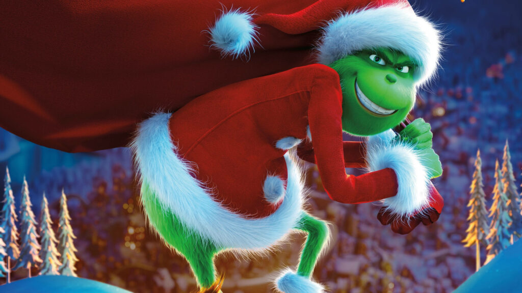 The Grinch's Festive Disguise: A Delightful Christmas Movie Backdrop Wallpaper