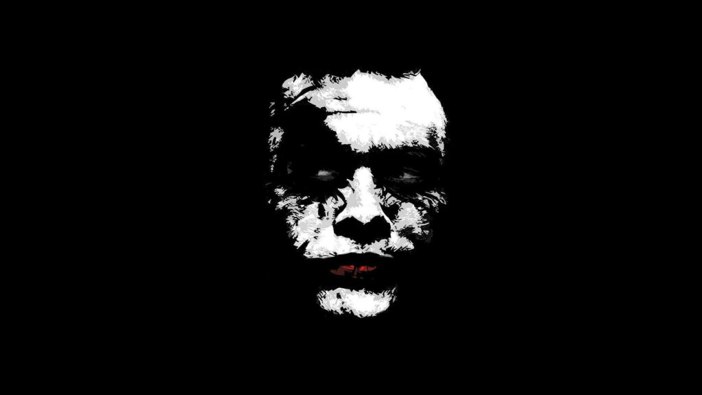 The Enigmatic Joker: A Monochromatic Stencil Portrait of Heath Ledger Immersed in Shadows Wallpaper