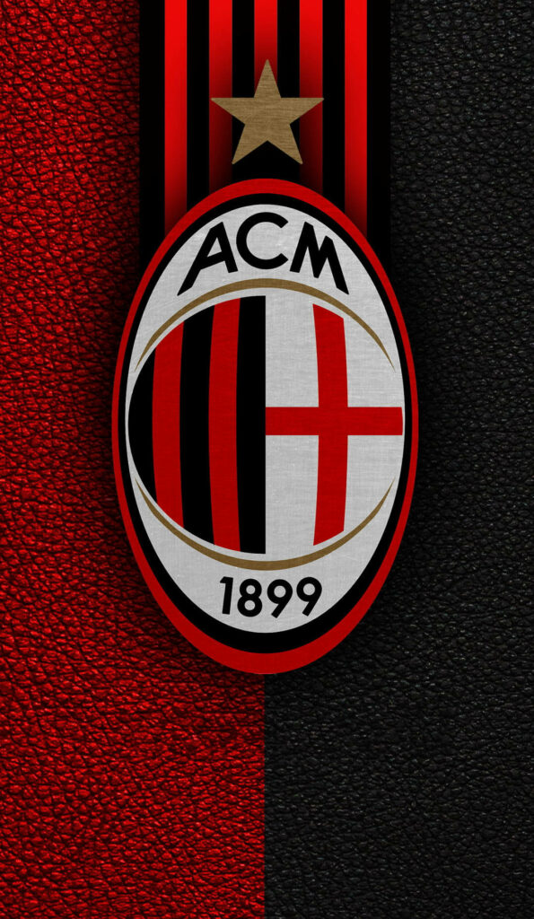 Symbol of Passion: The AC Milan Logo Pulsating against a Textured Dual-Tone Canvas Wallpaper