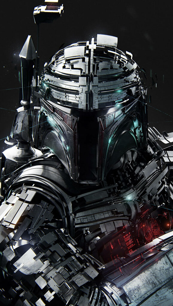 Iconic Boba Fett Dark-themed Wallpaper for Star Wars Enthusiasts – Captivating iPhone 6 Plus Background
