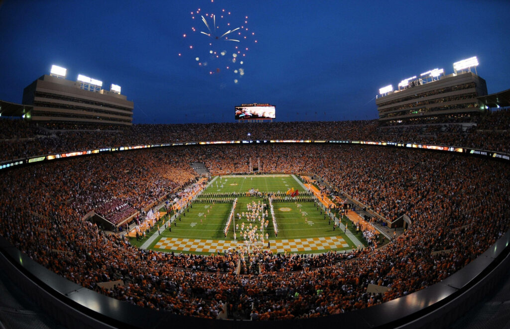 Spectacular Evening at Neyland Stadium: Witnessing Tennessee's Pride Wallpaper
