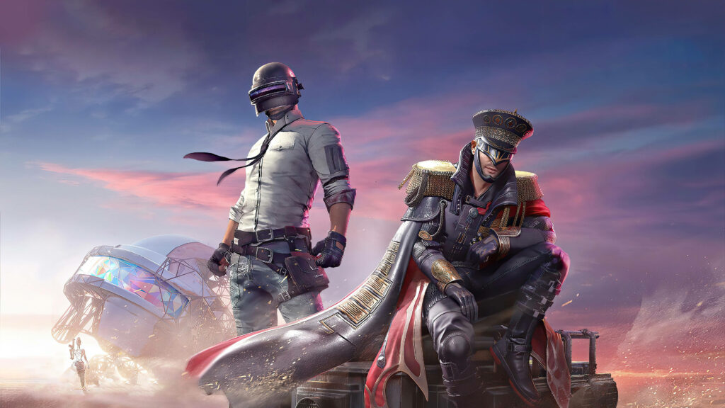 Pubg Mobile's Iconic Player Character and Red Commander Set Unite: Epic HD Background Wallpaper