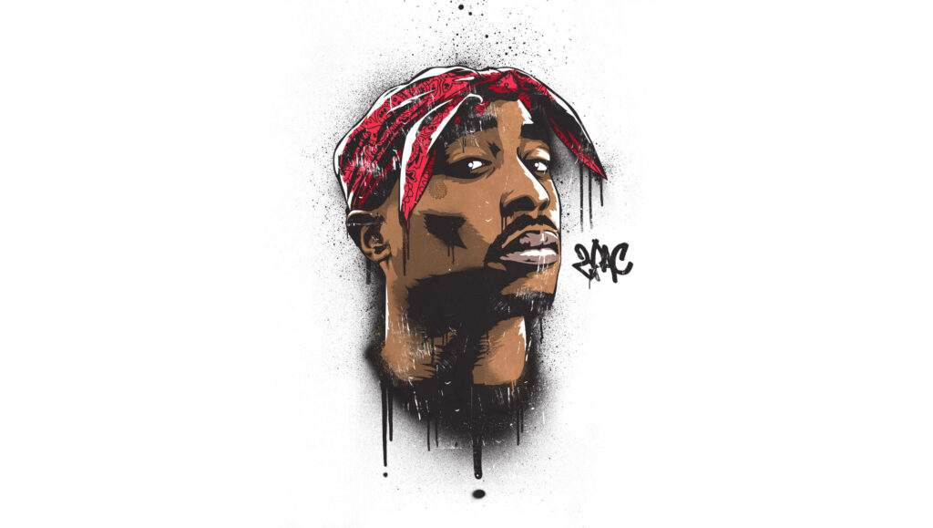 Thug Life in Art: Tupac's Graffiti Portrait Wallpaper
