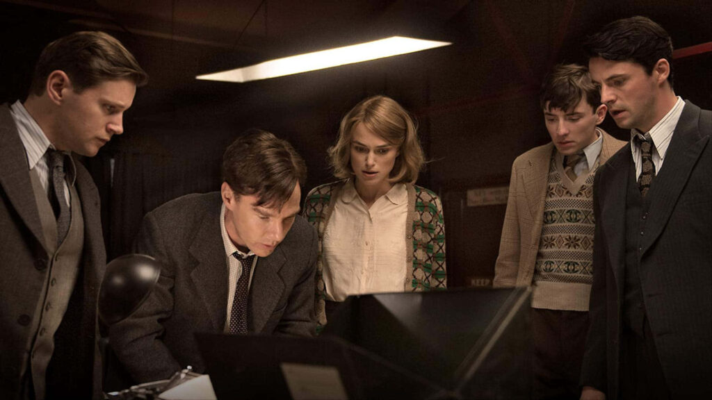 Alan Turing John Cairncross Joan Clarke Peter Hilton decoding Enigma codes in The Imitation Game Wallpaper