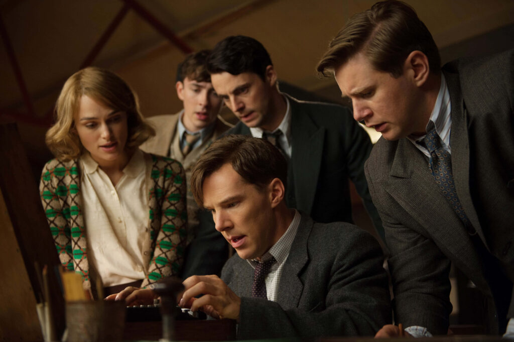 The Imitation Game wallpaper shows WWII codebreakers working together at a machine