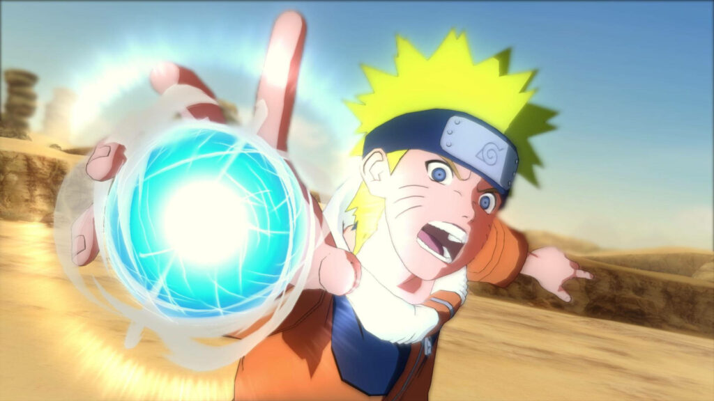 Furious Naruto Wielding the Rasengan: A Stunning 4k Desert Scene in Naruto Shippuden Wallpaper