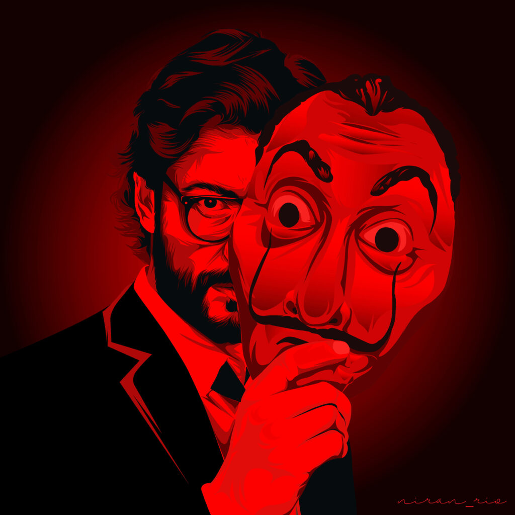 The Elusive Professor: Captivating Money Heist Character Art Ideal for WhatsApp Display Profile Wallpaper