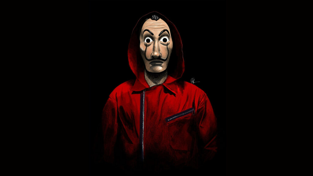 The Enigmatic Persona: A Captivating Money Heist Tribute Wallpaper