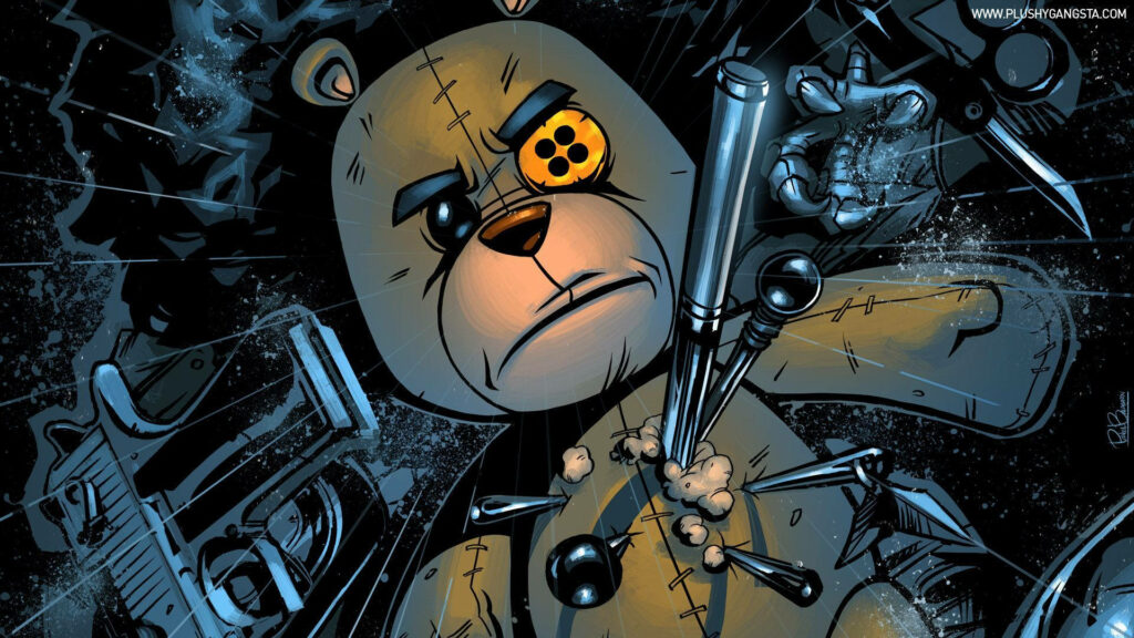 The Invincible Bear: An Awesome Animated Cartoon Character in Bulletproof Armor Wallpaper