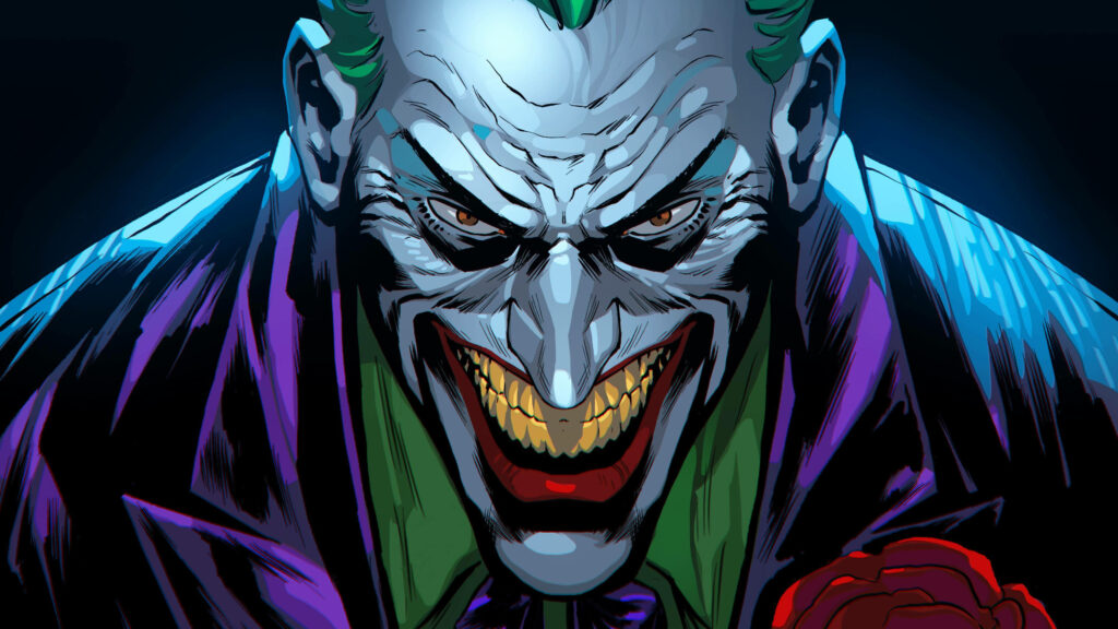 The Clown Prince in Stunning Detail: Joker's 4k Ultra HD Comic Panel Wallpaper