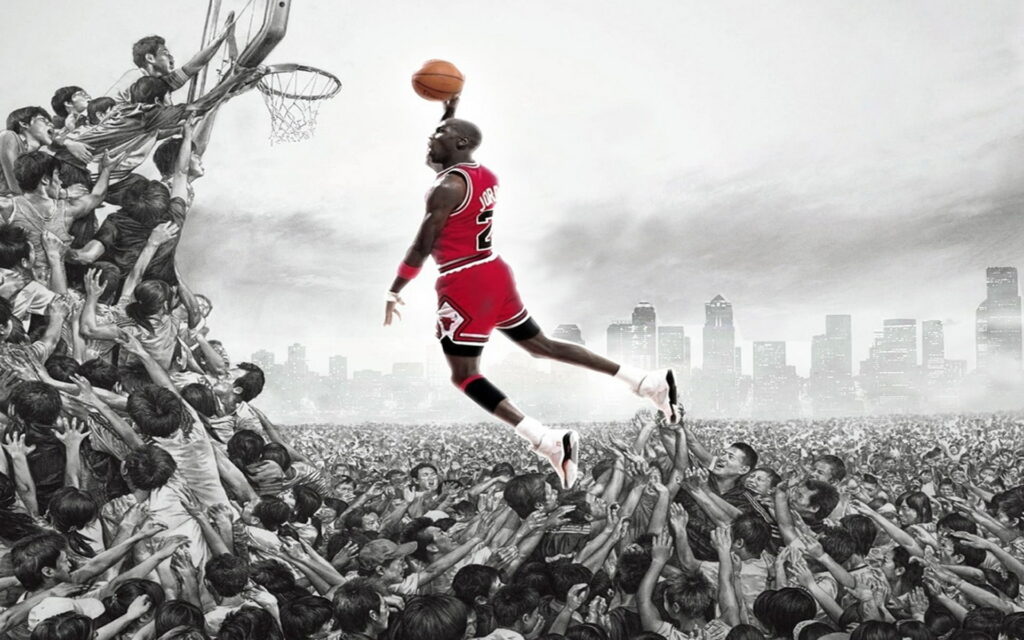 Iconic Jordan: HD Art of Basketball Legend Michael Jordan in 1920x1200 Wallpaper