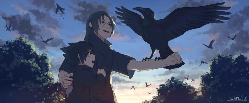 The Icy Connection: A Breathtaking Itachi and Sasuke Brotherly Bond Wallpaper