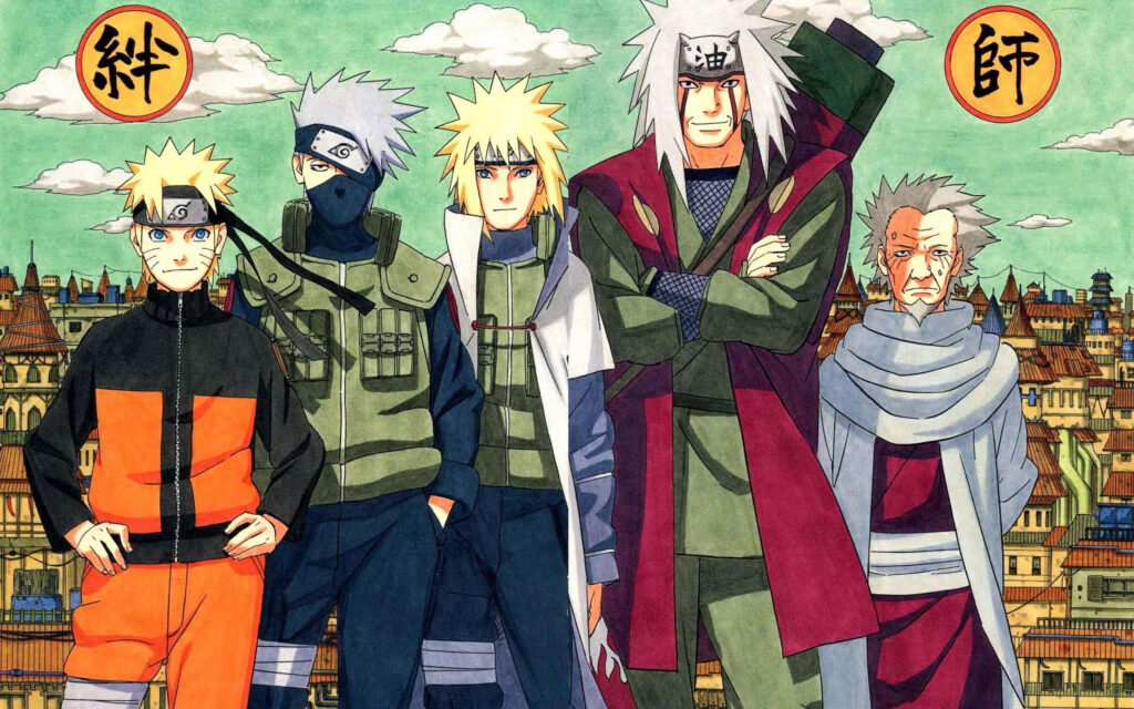 Journey to Hokage: Naruto Uzumaki Leads the Hidden Leaf Village with Sasuke and Sakura by his Side Wallpaper