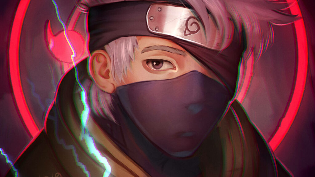 Masked Kakashi's Encounter: A Vibrant Sharingan Backdrop - Naruto Ipad Background Snapshot Wallpaper
