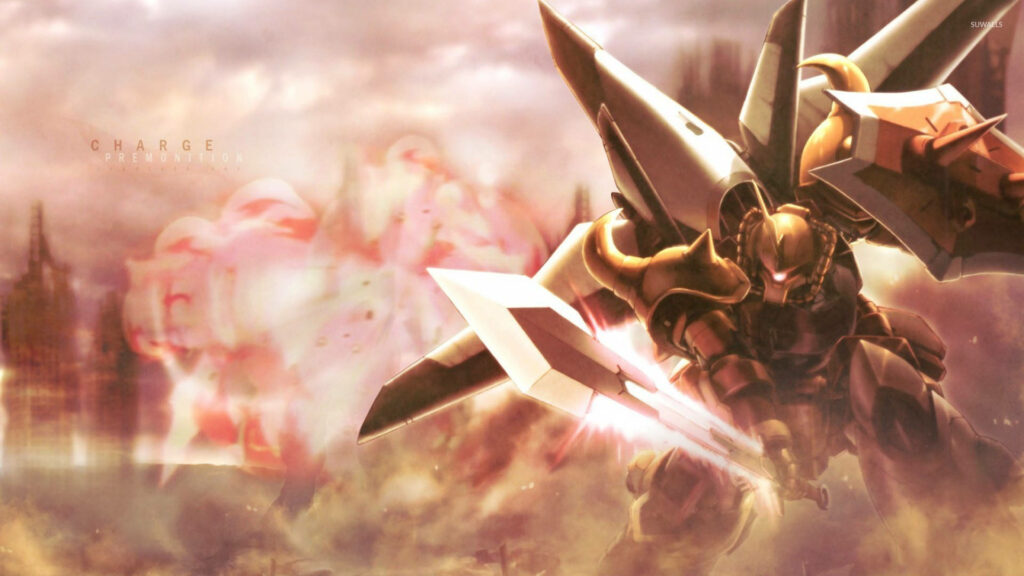 Revolutionary Rise: The Iconic Mobile Suit Zaku II Gundam Wallpaper