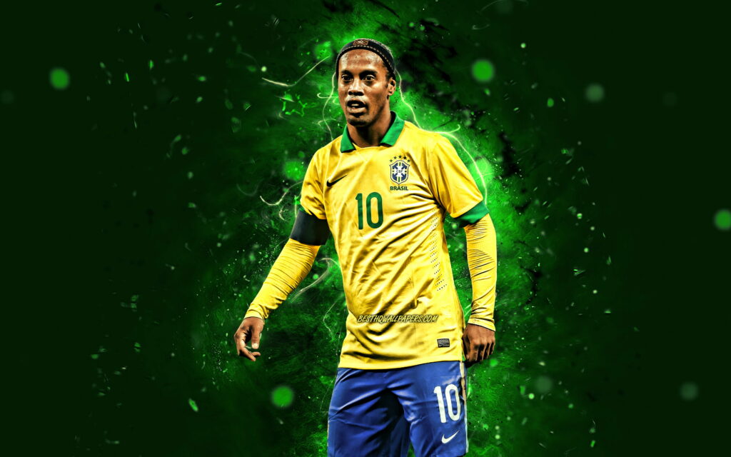 Brasilian Football Legend Ronaldinho Gaucho - A Majestic 4K Wallpaper Tribute