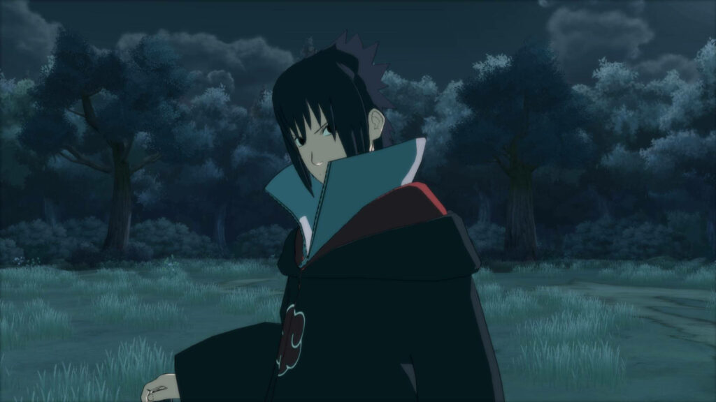 Enchanting Sasuke: Captivating Akatsuki Cloak Amidst Serene Forests - Mesmerizing 4k Portrait Wallpaper