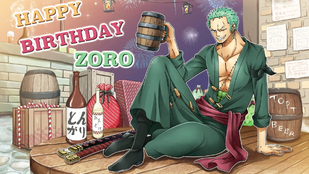 Legendary Swordsman: Roronoa Zoro Unleashes his Power in this Epic HD One Piece Wallpaper