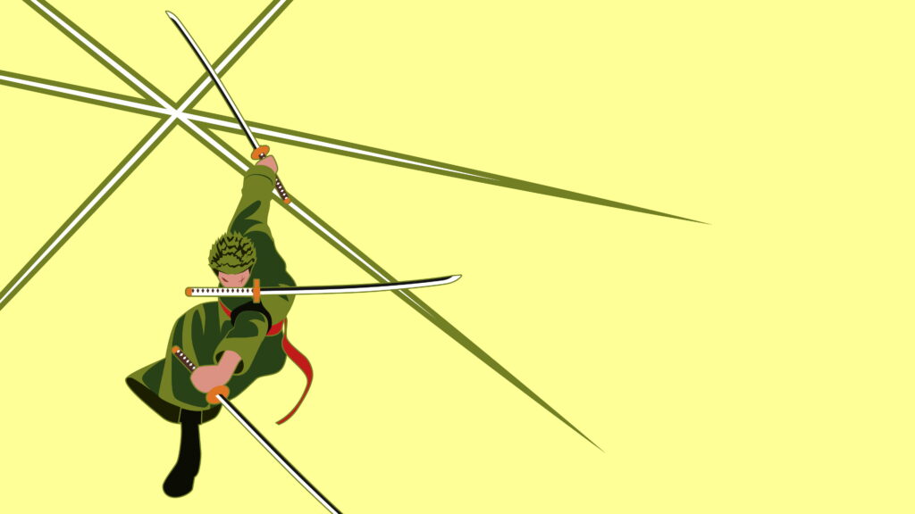 Roronoa Zoro - The Effervescent Swordsman | HD Wallpaper with a Minimalistic Anime Background