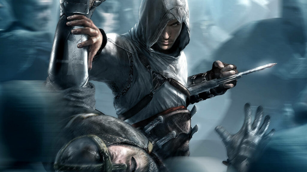 Deadly Encounter: Altair's Hidden Blade vs. Assassin's Creed Soldier Wallpaper