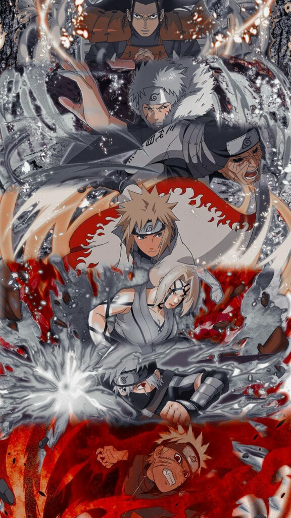 Exquisite Power Display: A Captivating Naruto Hokage Collage Wallpaper Unleashing Iconic Techniques for an Enchanting Background