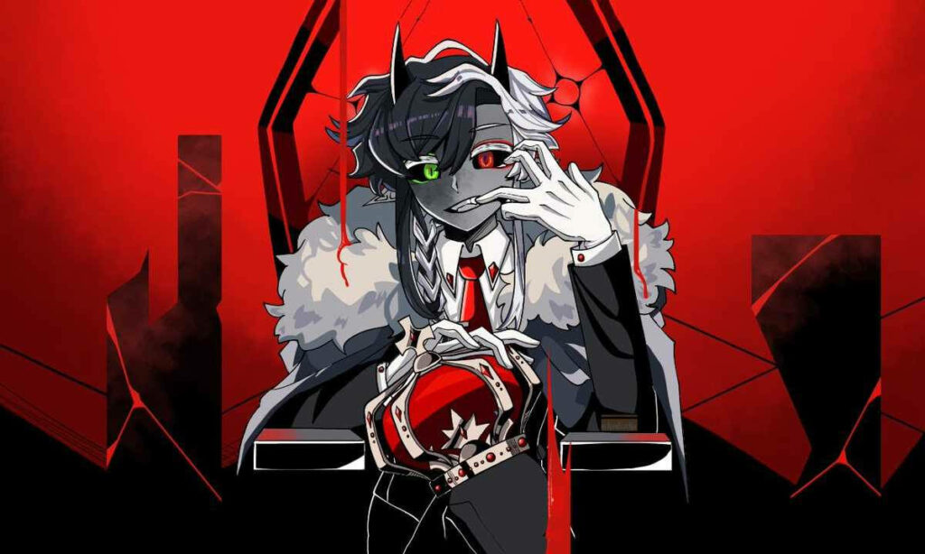 The Majestic Demon King Ranboo: Ruling from His Throne, Graced by His Red Crown Wallpaper