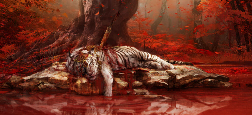 Capturing the Haunting Essence: The Fallen Majesty of Far Cry 4's White Tiger Wallpaper