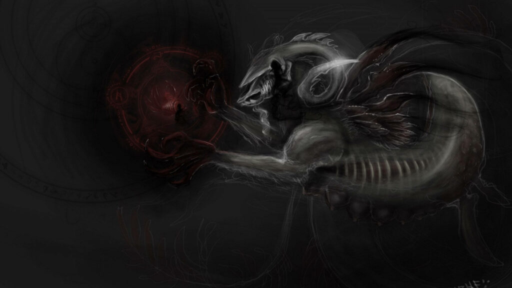 The Malevolent Beast: Red Orb Menace Wallpaper