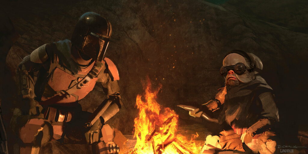 Journey Through the Mandalorian Frontier: Majestic 4K Jawa Encounter  Wallpaper