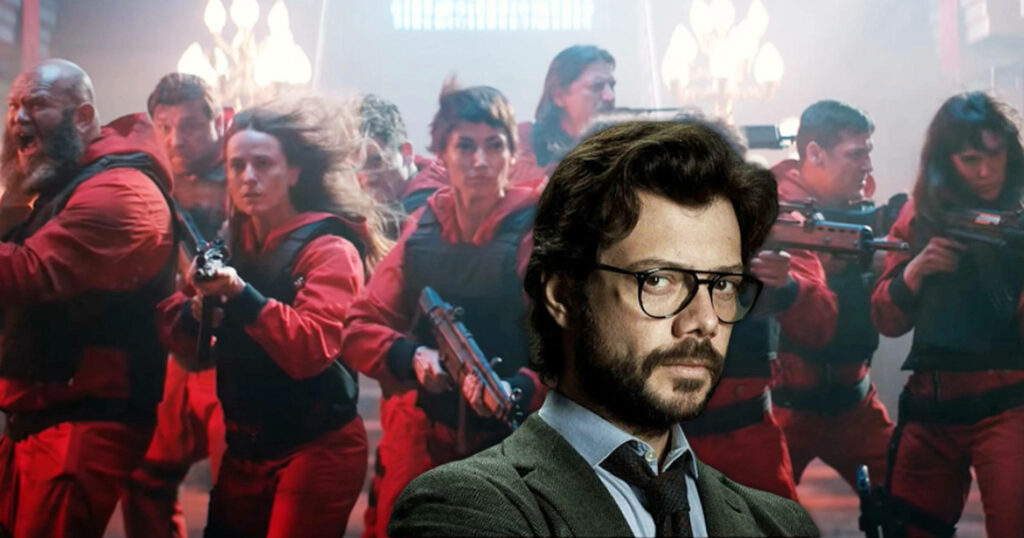 The Meticulous Mastermind and his Fearless Crew: A Thrilling Money Heist 4K Wallpaper