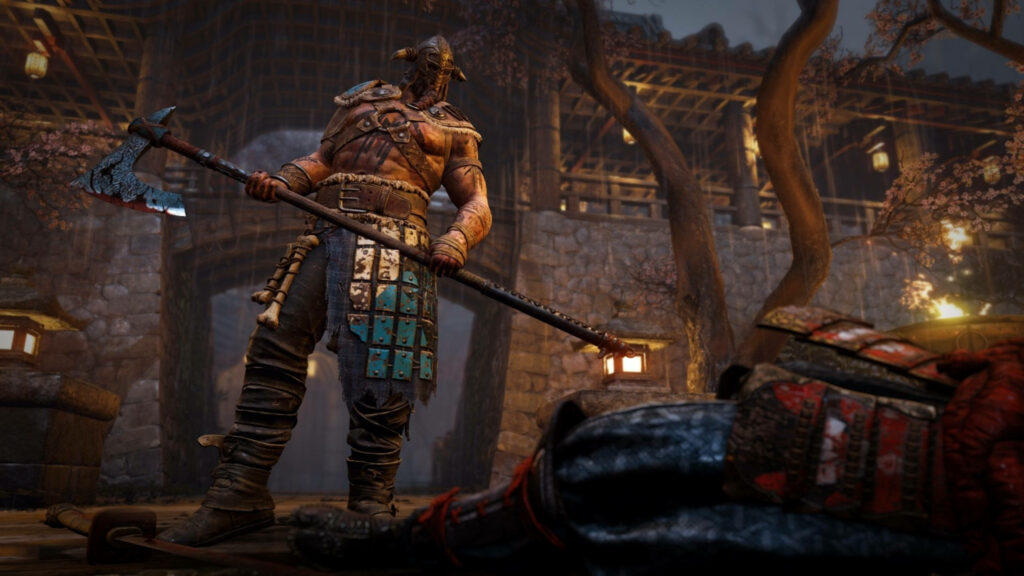 Digital Warriors: An Epic For Honor 4k Background Showcasing a Fierce Abyssal Ranger Brandishing a Mighty Sagavatn Blade Wallpaper