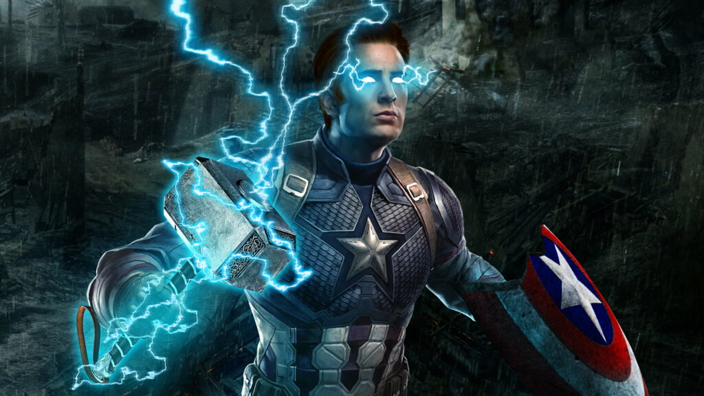Power of Mjölnir: Captain America in Avengers EndGame - 4K Wallpaper