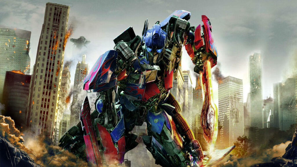 Prime Punch: Optimus Prime Takes on the City in Stunning Wallpaper