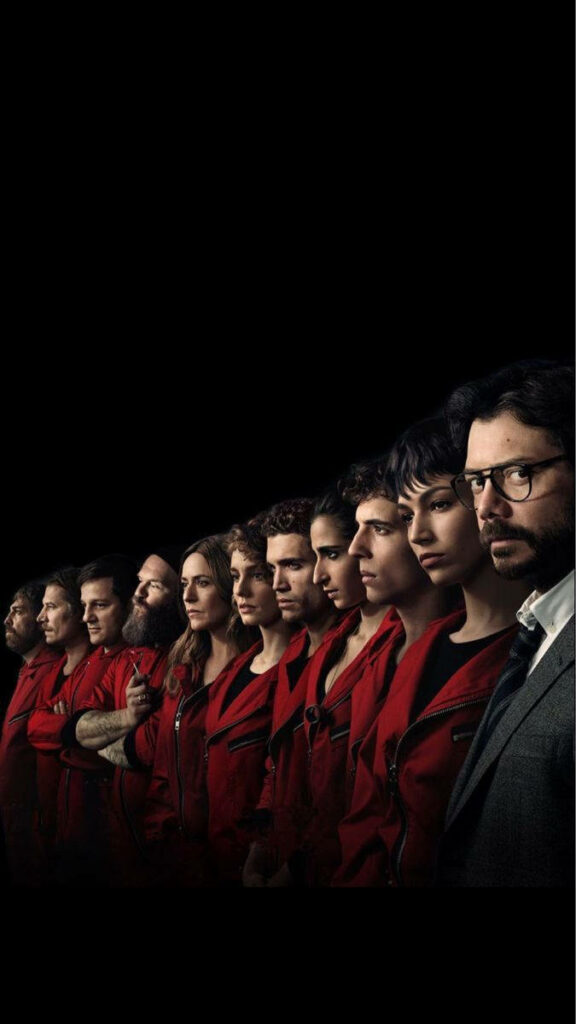 The Money Heist Crew: Masterminds Unveiled in the Shadows Wallpaper