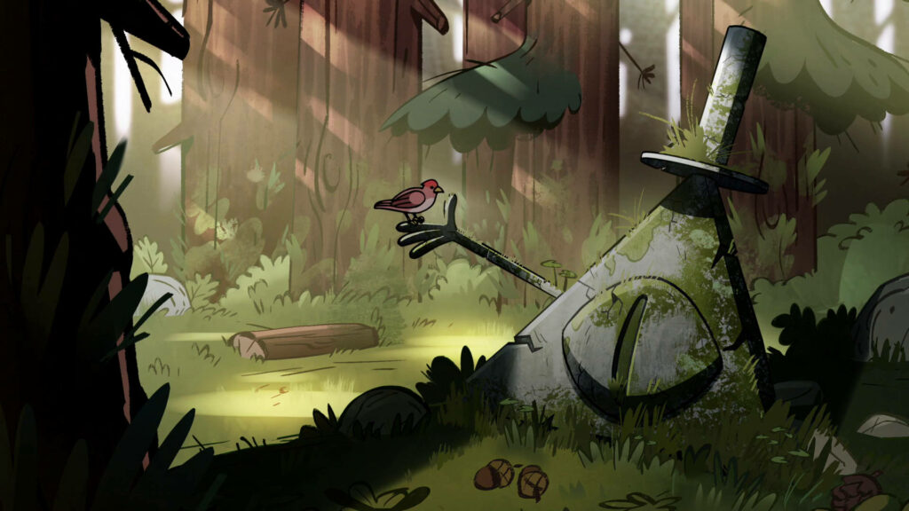 A Mysterious Comeback: Cipher Invades Gravity Falls Again! - Wallpaper Featuring the Pines Family on a Quest to Stop the Villain