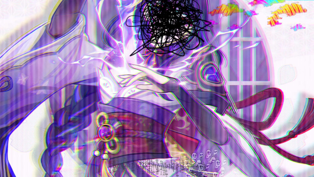 Enigmatic Weirdcore Anime: The Veiled Visage Wallpaper