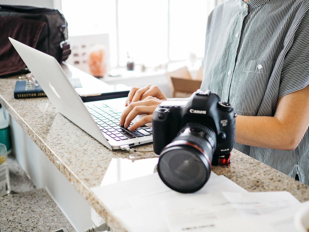 A Photographer's Masterpiece on a Sleek Marble Canvas Wallpaper