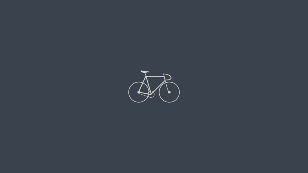 Minimalist white line-art bicycle on dark charcoal background stylish desktop wallpaper