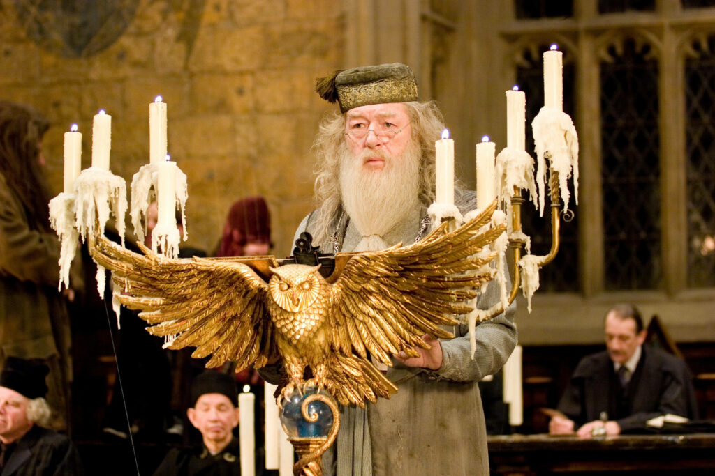 Dumbledore's Brilliance Illuminated: Michael Gambon as Harry Potter's Wise Wizard Wallpaper