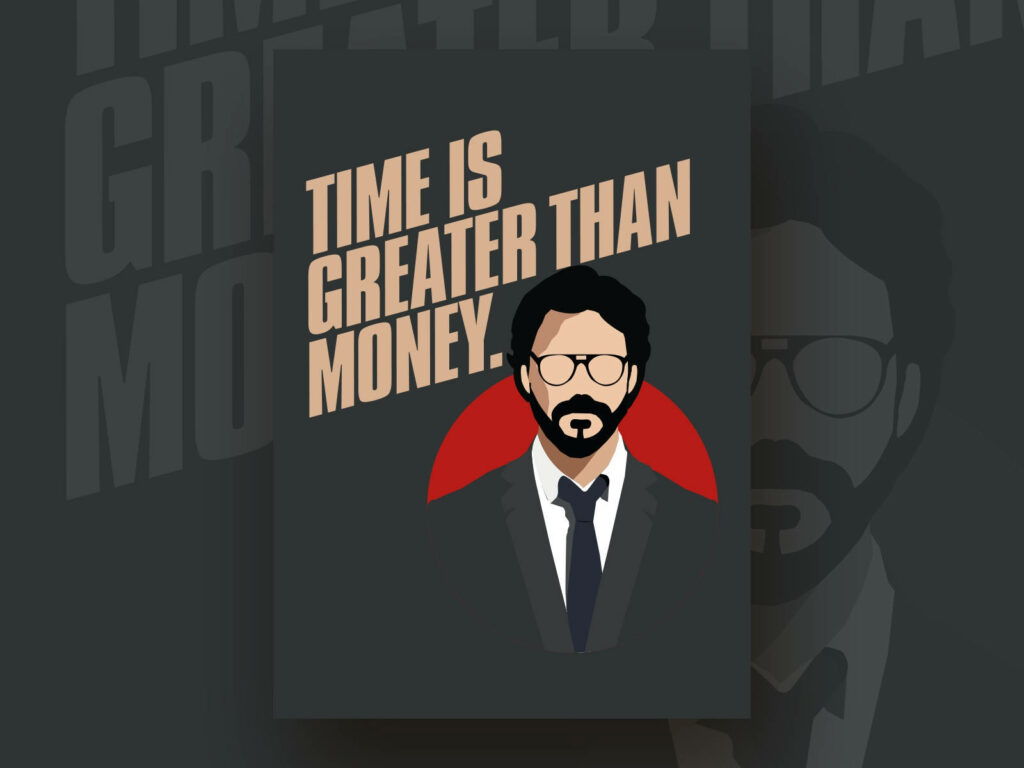 The Brilliant Mind Behind Money Heist: The Professor's Iconic Quote Shrouded in an Incredible Illustration Wallpaper