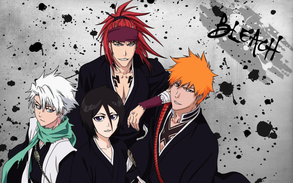 Bleach's Soul Reapers Unite to Safeguard Soul Society: Ichigo, Rukia, Toshiro and Renji Wallpaper