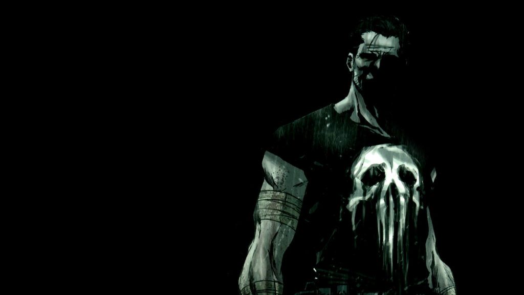 The Punisher: Unleashing Vengeance in the Shadows - Iconic Logo Takes Center Stage against a Minimalistic Backdrop Wallpaper